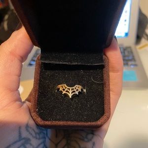 Margaret cross arched web ring 10k gold size 5